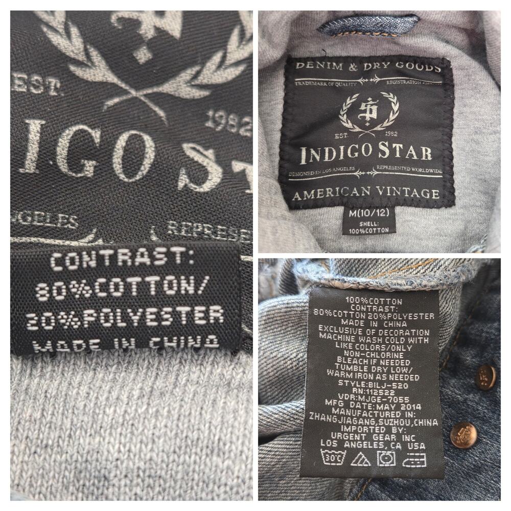 Indigo Star Denim & Dry Goods American Vintage KIDS Jean Jacket Knit Hood✨️10/12 - Picture 7 of 11